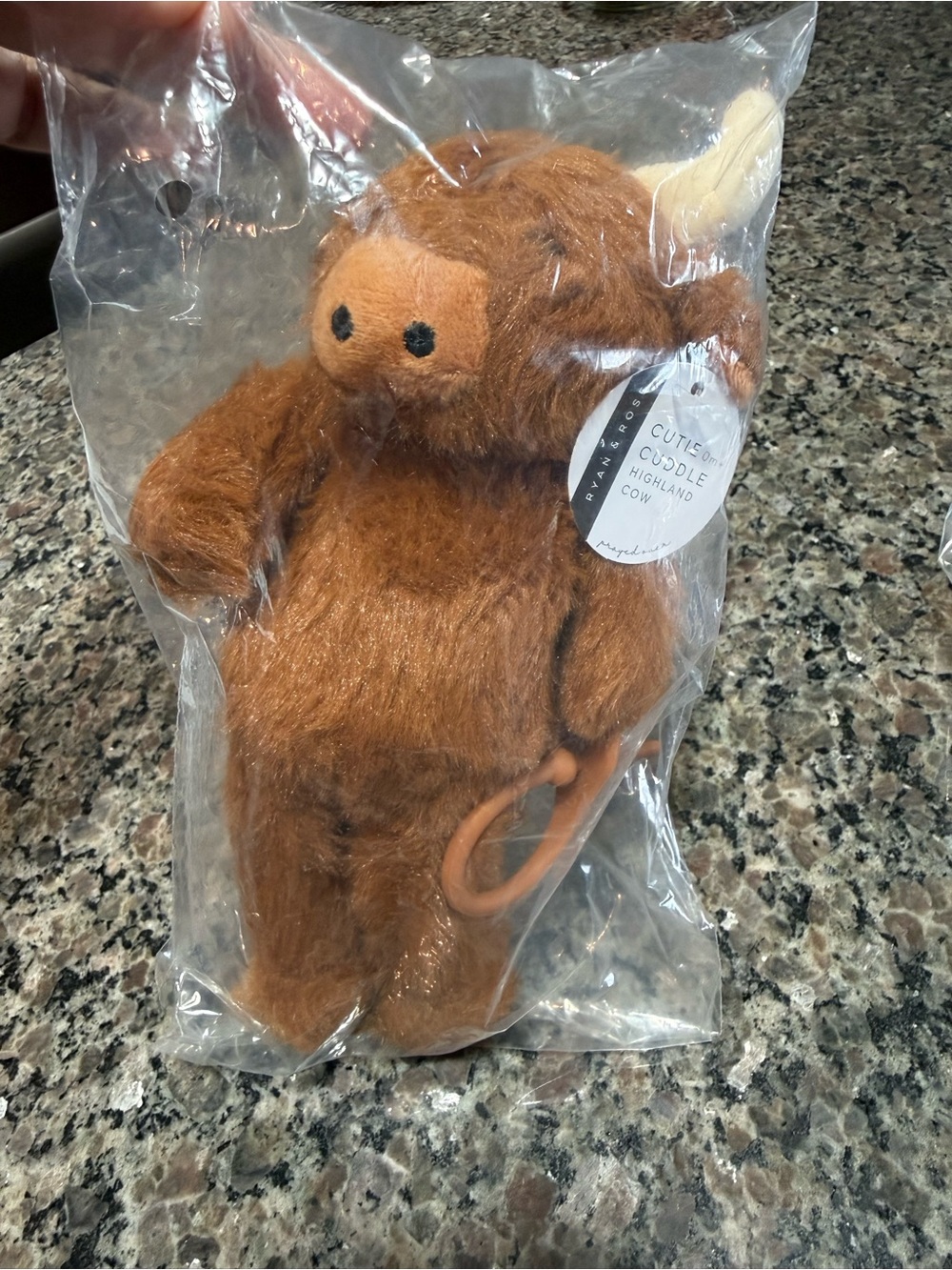 Ryan and Rose NEW plush Cutie Cuddle brown Highland Cow Paci Clip